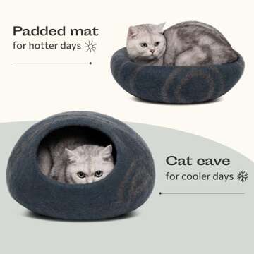 MEOWFIA Felt Cat Bed Cave - Eco-Friendly Premium Wool