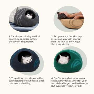 MEOWFIA Felt Cat Bed Cave - Eco-Friendly Premium Wool