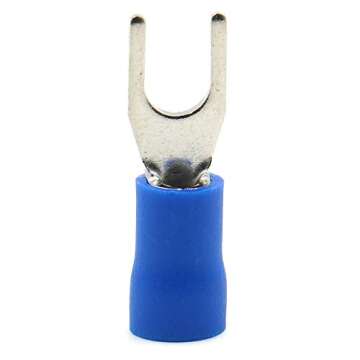 Baomain Insulated Fork Spade Wire Connector Electrical Crimp Terminal 14-16AWG(1.5-2.5 mmq) USA #8 B...
