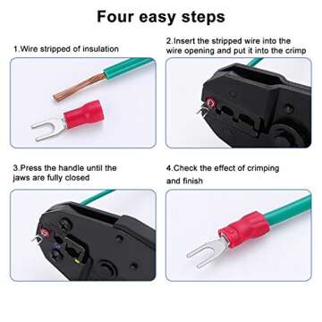 Baomain Insulated Fork Spade Wire Connector Electrical Crimp Terminal 14-16AWG(1.5-2.5 mmq) USA #8 Blue (100PCS)