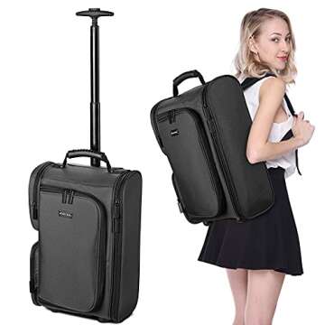 BYOOTIQUE Rolling Makeup Train Case 2in1 Makeup Travel Backpack Cosmetic Carry-on Backpack Shoulder ...