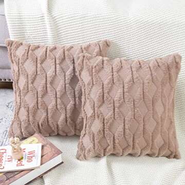 MADIZZ Plush Short Wool Velvet Decorative Pillow Covers Set