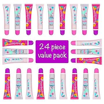 Expressions 24pc Flavored Lip Gloss for Kids and Teens - Unicorn Themed Lip Gloss in Assorted Fruity...