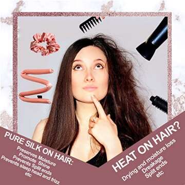 Klara Faire Heatless Hair Curlers -100% Silk Heatless Curling Rod Headband/w 2 Silk Hair Ties & 1 Hair Clip | Authentic Grade 6A 22MM Mulberry Silk Heatless curls(Rose Gold)