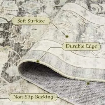 HOMFINE Vintage Machine Washable Rug 4'x6' - Durable and Soft