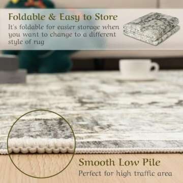 HOMFINE Vintage Machine Washable Rug 4'x6' - Durable and Soft