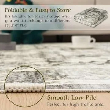 HOMFINE Vintage Machine Washable Rug 4'x6' - Durable and Soft