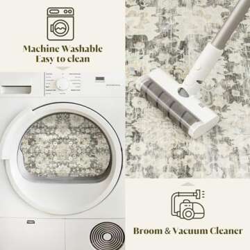 HOMFINE Vintage Machine Washable Rug 4'x6' - Durable and Soft