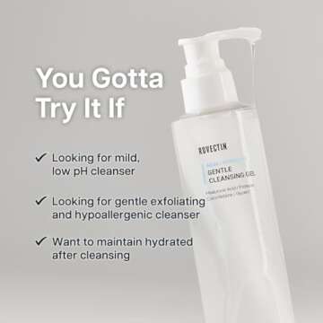 ROVECTIN Aqua Cleansing Gel (Conditioning Cleanser) Hydrating pH Balanced Facial Wash for Sensitive, Dry Skin | No Stripping, Fragrance-Free | Vegan, Korean Skincare (5.9 fl. oz)