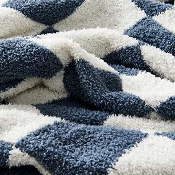 CozeCube Checkered Blanket, Ultra Soft Cozy Blue Checkered Throw Blanket, Warm Fluffy Checkerboard Throw Blanket, Blue and White Checkered Blanket for Couch Bed Sofa,50x60 Inches