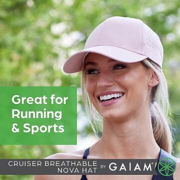Gaiam White Baseball Cap for Women - Cruiser Breathable Nova Design, Lightweight Cute Women's Ball C...