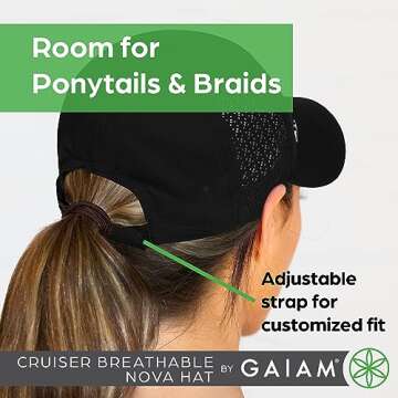 Gaiam White Baseball Cap for Women - Cruiser Breathable Nova Design, Lightweight Cute Women's Ball Cap, Easily Adjustable Trendy White Women's Hat for Summer & Beach, White