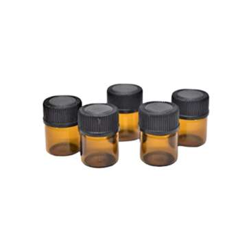 AFMNQZ 50Pack Set 1ML Amber Glass Bottle with Orifice Reducer and Cap Small Essential Oil Vials (1ML...