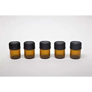 AFMNQZ 50Pack Set 1ML Amber Glass Bottle with Orifice Reducer and Cap Small Essential Oil Vials (1ML)