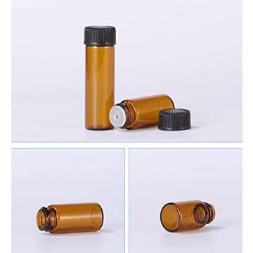 AFMNQZ 50Pack Set 1ML Amber Glass Bottle with Orifice Reducer and Cap Small Essential Oil Vials (1ML)