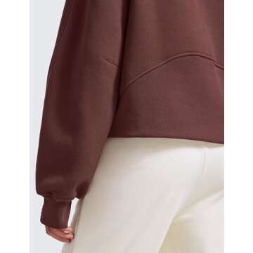 CRZ YOGA Womens Fleece Lined Half Zip Hoodies Pullover Oversized Long Sleeve Casual Workout Sweatshirts with Thumb Holes Taupe Large