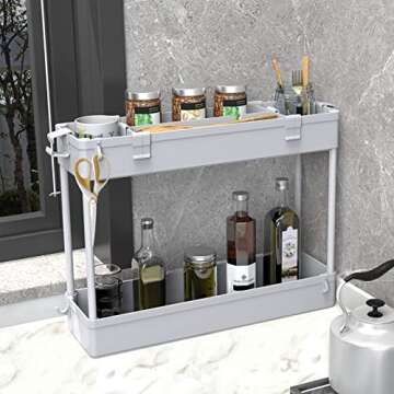 SPACELEAD Slim Storage Cart 3 Tier,Bathroom Organizer Rolling Utility,Mobile Shelving Unit Slide Out for Office, Kitchen, Laundry Room & Narrow Places,Gray