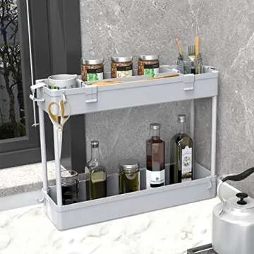 SPACELEAD Slim Storage Cart 3 Tier,Bathroom Organizer Rolling Utility,Mobile Shelving Unit Slide Out for Office, Kitchen, Laundry Room & Narrow Places,Gray