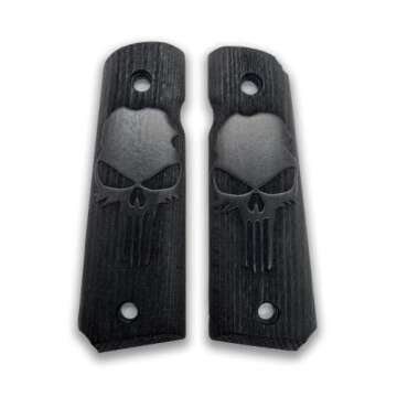 ZIB GRIPS for 1911 Grips, 1911 Punisher, Handgun Grips, Walnut Wood, Full Size 1911 (Government/Comm...