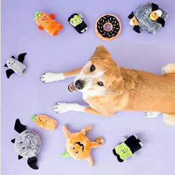 ZippyPaws Squeakie Buddies - No Stuffing Dog Toys to Keep Them Busy, for Small & Medium Dogs, Squeaky Pet Toy for Boredom, Unstuffed Chew Toy, Soft Plush Puppy Products - Pack of 3