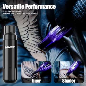 Mast Tour Tattoo Gun Kit, Wireless Rotary Tattoo Pen Machine Kit, 2 Tattoo Batteries Power Supply, 2...