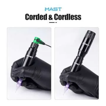 Mast Tour Tattoo Gun Kit, Wireless Rotary Tattoo Pen Machine Kit, 2 Tattoo Batteries Power Supply, 20Pcs Needles, Complete Tattoo Kit