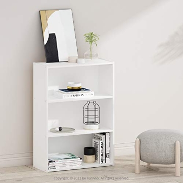 Furinno Pasir 3-Tier Open Shelf Bookcase for Small Spaces