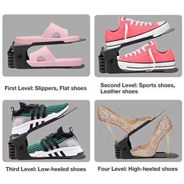 Neprock Shoe Rack Shoe Organizer Space-Saving Storage Shoe Organizer for Closet,Shoe Stacker Shoe Slots Space Saver Double Stack Shoe Holder Homeries