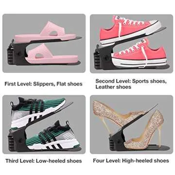 Neprock Shoe Rack Shoe Organizer Space-Saving Storage Shoe Organizer for Closet,Shoe Stacker Shoe Slots Space Saver Double Stack Shoe Holder Homeries