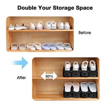 Neprock Shoe Rack Shoe Organizer Space-Saving Storage Shoe Organizer for Closet,Shoe Stacker Shoe Slots Space Saver Double Stack Shoe Holder Homeries