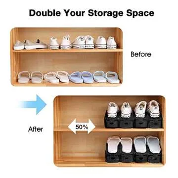 Neprock Shoe Rack Shoe Organizer Space-Saving Storage Shoe Organizer for Closet,Shoe Stacker Shoe Slots Space Saver Double Stack Shoe Holder Homeries