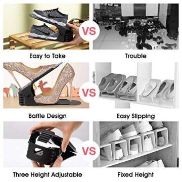 Neprock Shoe Rack Shoe Organizer Space-Saving Storage Shoe Organizer for Closet,Shoe Stacker Shoe Slots Space Saver Double Stack Shoe Holder Homeries