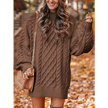 ANRABESS Women Oversized Cable Knit Sweater Dress 2024