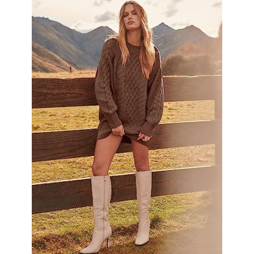 ANRABESS Women Oversized Cable Knit Sweater Dress 2024