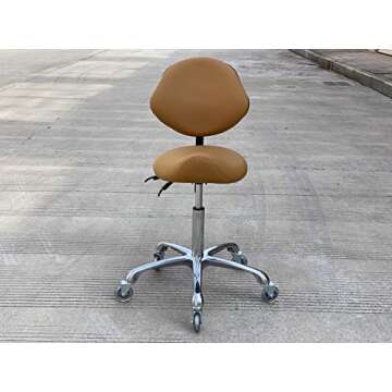 FRNIAMC Adjustable Saddle Stool Chairs with Back Support Ergonomic for Medical Clinic Studio Salon O...