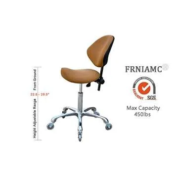 FRNIAMC Adjustable Saddle Stool Chairs with Back Support Ergonomic for Medical Clinic Studio Salon Office and Home (Camel)