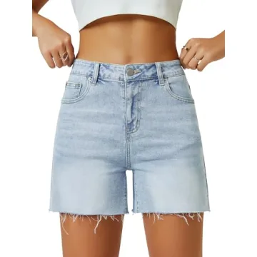 AUWUKA Womens High Waisted Denim Shorts for Summer Style