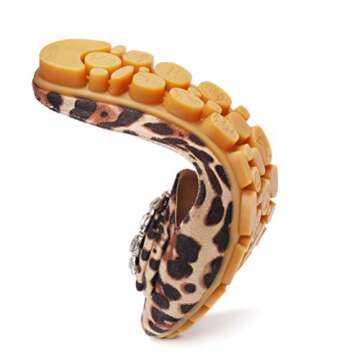 VYKF Women's Suede Leather Mules Mules for Woman Rhinestone Flats Comfortable Slip on Women Mule Shoe Leopard Size 9