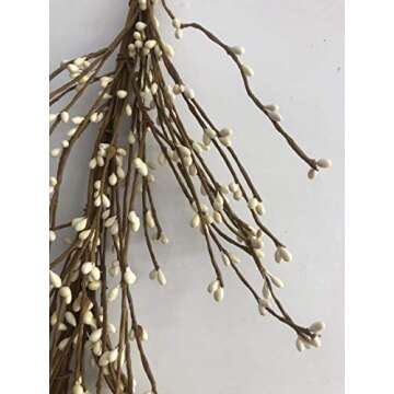 NeoL'artes 60 inch Pip Berry Garland for Holiday Craft Décor or Celebrations Embellishing (Cream Wh...