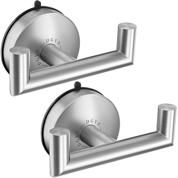 DGYB Double Brushed Nickel Towel Hooks Set of 2 with Heavy Duty Suction Cups