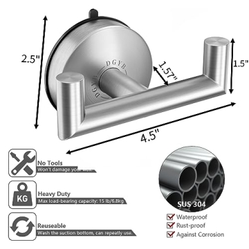 DGYB Double Brushed Nickel Towel Hooks for Bathrooms