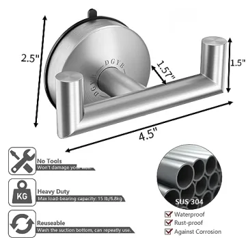 DGYB Double Brushed Nickel Towel Hooks for Bathrooms