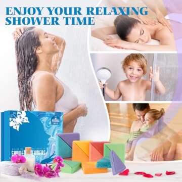 Peradix Unique Valentine Gift for Women, Shower Steamers Aromatherapy for Women Mom [8X] -Lavender Eucalyptus Shower Bombs for Stress Relief - Great Birthday Gifts for Women Who Have Everything