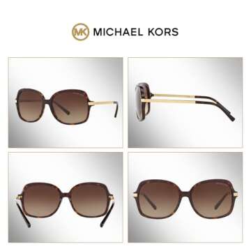 Michael Kors MK2024 ADRIANNA II Square 310613 57M Dark Tortoise/Brown Gradient Sunglasses For Women + BUNDLE With Designer iWear Eyewear Kit