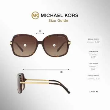 Michael Kors MK2024 ADRIANNA II Square 310613 57M Dark Tortoise/Brown Gradient Sunglasses For Women + BUNDLE With Designer iWear Eyewear Kit