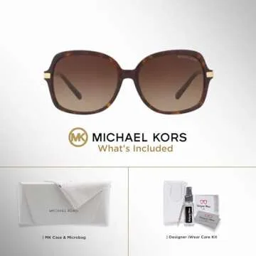 Michael Kors MK2024 ADRIANNA II Square 310613 57M Dark Tortoise/Brown Gradient Sunglasses For Women + BUNDLE With Designer iWear Eyewear Kit