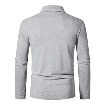 A WATERWANG Men's Long Sleeve Polo Shirt - Slim Fit Cotton Golf Tee