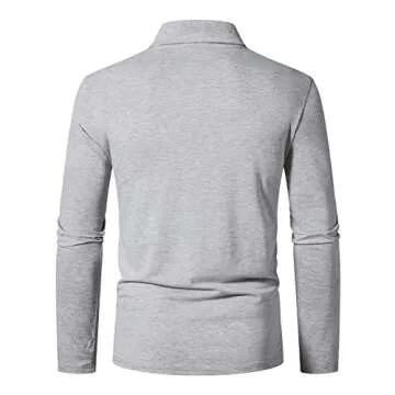 A WATERWANG Men's Long Sleeve Polo Shirt - Slim Fit Cotton Golf Tee
