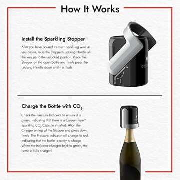 Coravin Sparkling Wine Preservation System - Preserve Wine for 4 Weeks - Wine Saver for Sparkling Wine - With Pure Sparkling CO2 Gas Capsules - For Champagne and Other Sparkling Wines
