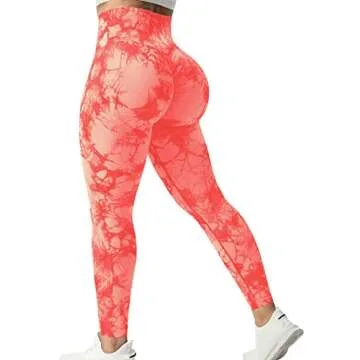 YEOREO Scrunch Butt Lift Leggings for Women Workout Yoga Pants Ruched Booty High Waist Seamless Leggings Compression Tights Orange L